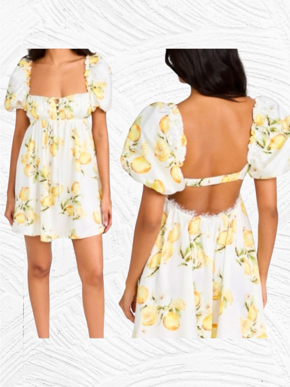 For Love & Lemons Serafina Babydoll Open Back Strap Lemon‎ White Mini Medium NEW